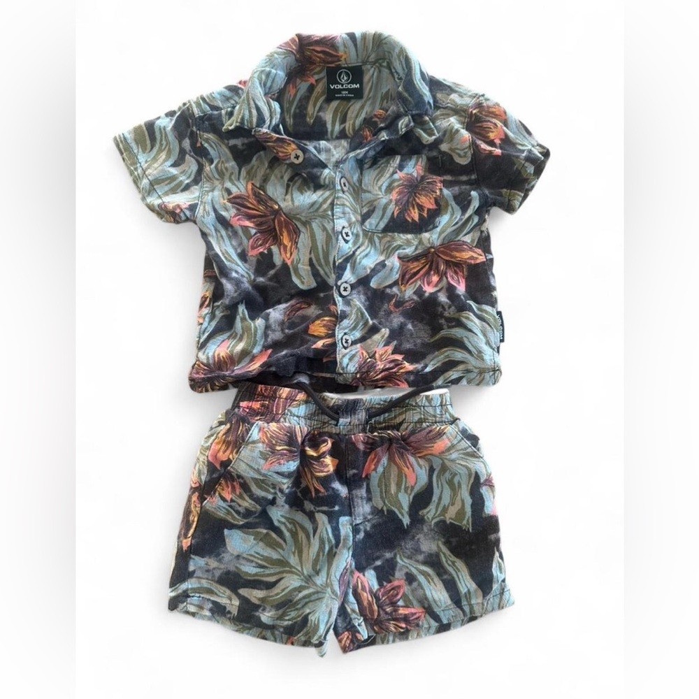 Volcom Toddler Leaf Pattern Shirt and Shorts Set
